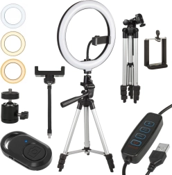 LED rõngaslamp 10" statiiviga ja kaugjuhtimisega