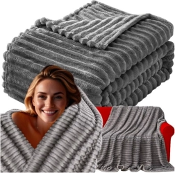 Ruhhy grey microfiber blanket 160 × 200 cm
