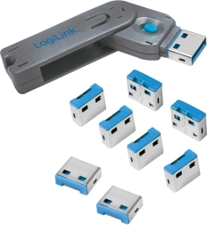 Logilink USB‑pordi blokeerijad võtmega, komplekt 8 tk