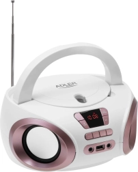 Kaasaskantav boombox CD ja MP3-ga Adler AD 1181 valge vaskne