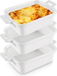 Valged portselanist ahjuvormid 160 ml, komplekt 3 tk