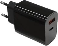 20 W võrguadapter USB-C ja USB-A ning Power Delivery funktsiooniga, must