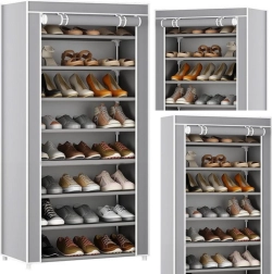 8-korruseline jalanõude riiul tolmukindla kattega – hall