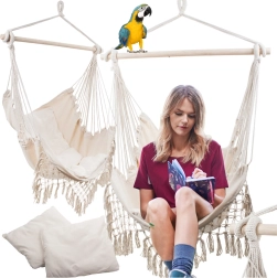 Brasiilia riputatav kiiktool patjadega, boho, beež