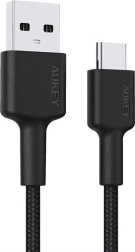Aukey USB‑C–USB‑A kaabel 2 m, 60 W, nailonpunutisega, must