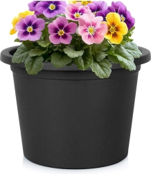 Plastist aiakujuline lillepott must ümmargune 27,5 cm