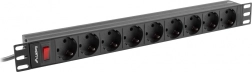 Rack PDU toiteliist 19 tolli 1U 16A 9xSchuko 3m must