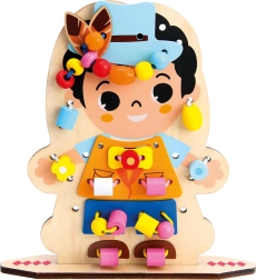 Bino lõbus riietamine – puidust nöörimismäng lastele