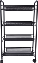 Vannitoa ja köögi riiul nelja avara riiuliplaadiga - must