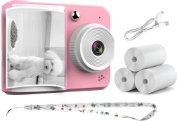 RENEW FORCE Kids’ Instant Camera with 3 Rolls of Paper, Pink