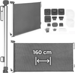 Väljatõmmatav turvavärav 160 cm treppidele ja ustesse, hall ECOTOYS