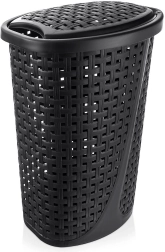 Plastist pesukorv 45 l kaanega, must