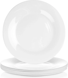 6-osaline valge madalate klaastaldrikute komplekt, 25,5 cm