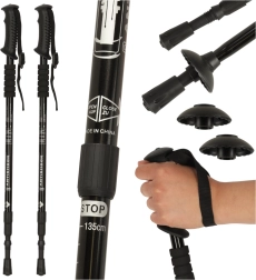 Kokkupandavad matkakepid Nordic Walking, mustad, 2 tk