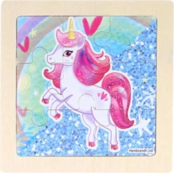 Wooden puzzle pink unicorn 9 pieces
