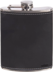 Pocket stainless steel hip flask in faux-leather case 0.236 l
