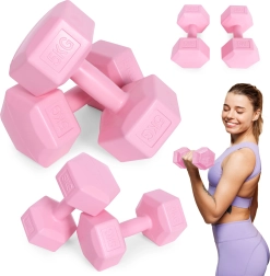 Kuusnurksed hantlid 2×5 kg, roosad – ModernHome