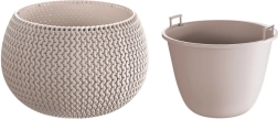 Splofy Bowli lillepott sisemise anuma ja alusega, 37 cm, mokapruun