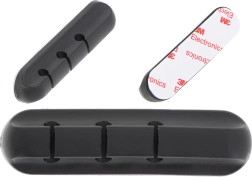 Isekleepuv silikoonist kaablihoidik, 3 pesa, must