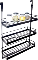 Riputatav köögiriiul relsile, metallist, must RADKA 32 × 11 × 46 cm