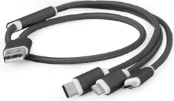 USB laadimiskaabel 3in1, 1 m, must