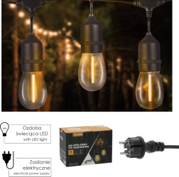 FILAME aianduse LED-valguskett 20 m, 20 E27-pirniga, soe valge