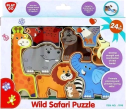 Laste puidust pusle Safari loomad