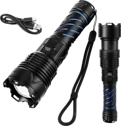 Taktikaline LED-taskulamp Trizand 1500 lm akuga 5000 mAh, USB-C, zoom
