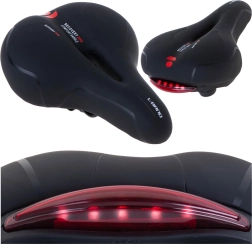 Rallex comfort cycling saddle with cutout and rear LED light