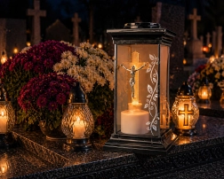 28 cm LED-ristiga päikesekalmistulatern