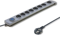 Ülepingekaitsega pikendusjuhe Quick Switch, 8 pistikupesa, 1,8 m, hall