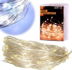 LED traadist jõulukaunistuste valgus, külm valge – 5 m