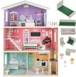 KRUZZEL puidust nuku­maja 114 cm lifti ja sisustusega