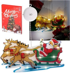 Aknale riputatav LED-dekoratsioon iminapaga – Püha Nikolaus kingitustega – Kelgud