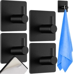 Isekleepuvad metallkonksud RUHHY, komplekt 4 tk – mustad, ilma puurimiseta