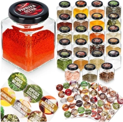 Klaasist vürtsitopsid 100 ml – komplekt 24 tk 90 sildiga