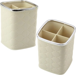 Valge kosmeetikapintslite organiseerija nelja sektsiooniga 12 × 9,5 cm