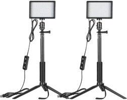 Neewer stuudiokomplekt kahe LED-valguse, filtrite ja statiividega