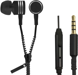 Kõrvaklapid ZIPPER mikrofoniga – mustad