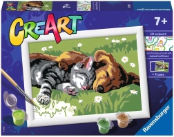 Värvimine numbrite järgi CreArt – magav koer ja kass 18 × 13 cm