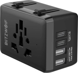 BlitzWolf 4-ühes reisadapter USB‑C ja PD 20 W-ga