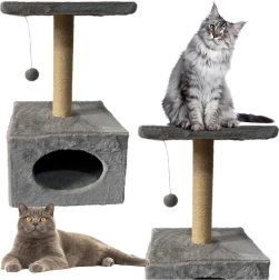Scratching Post for Cats with Bed and Hanging Mouse