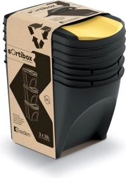 Prosperplast Sortibox sorteerimiskastide komplekt 3×25 l, must (taaskasutatud)