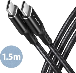 USB‑C kaabel 1,5 m PD 60 W ja kiirlaadimisega 3 A, punutud, alumiiniumotsikud