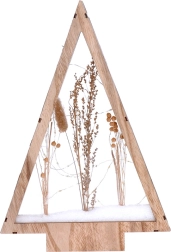 Solight LED puidust jõuludekoratsioon – kuuseke lumiste talvelilledega 37 cm – 1 tk
