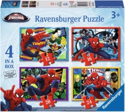 Laste puzzle Disney Spider-Man 4in1 – 12, 16, 20 ja 24 tükki, 19×14 cm