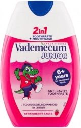Vademecum Junior 2in1 maasikamaitseline laste hambapasta ja suuvesi 75 ml