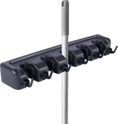 Wall-mounted holder for mop, broom and tools, 5 grips – Vilde