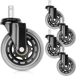 Kummist kontoritooli rattad 75 mm, tikk 11 mm, 5 tk