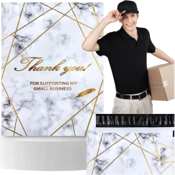 Kullerfooliumkotid 380 × 520 mm, kuldne marmor kirjaga Thank You, 50 tk